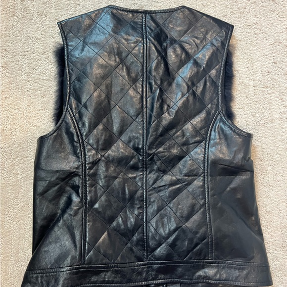 Vince Genuine Quilted Leather and Rabbit Fur Vest - Picture 5 of 6